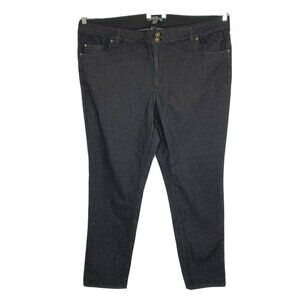 Jessica London Women's 24W Straight Leg Mid Rise Black Denim Jeans 46x35 Tall